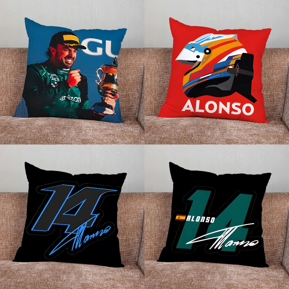 Racing 14 Fernando A-Alonso Pillow Case for Home Bedroom Car Office Decoration Living Room Sofa Cushion Cover Suitable