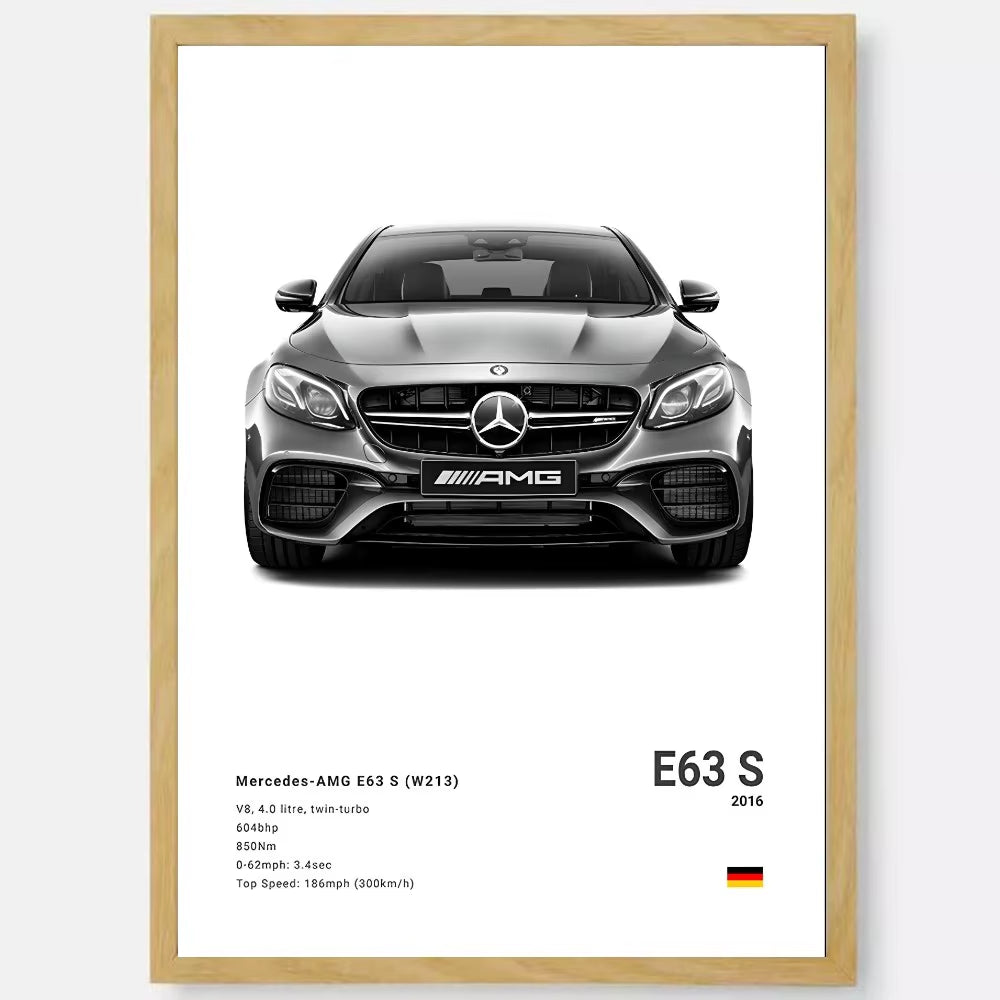 White Luxury Sports Car Luxury German Car Poster HD Art Sticky Wall Waterproof Home Living Room Bedroom Bar Aesthetic Decoration
