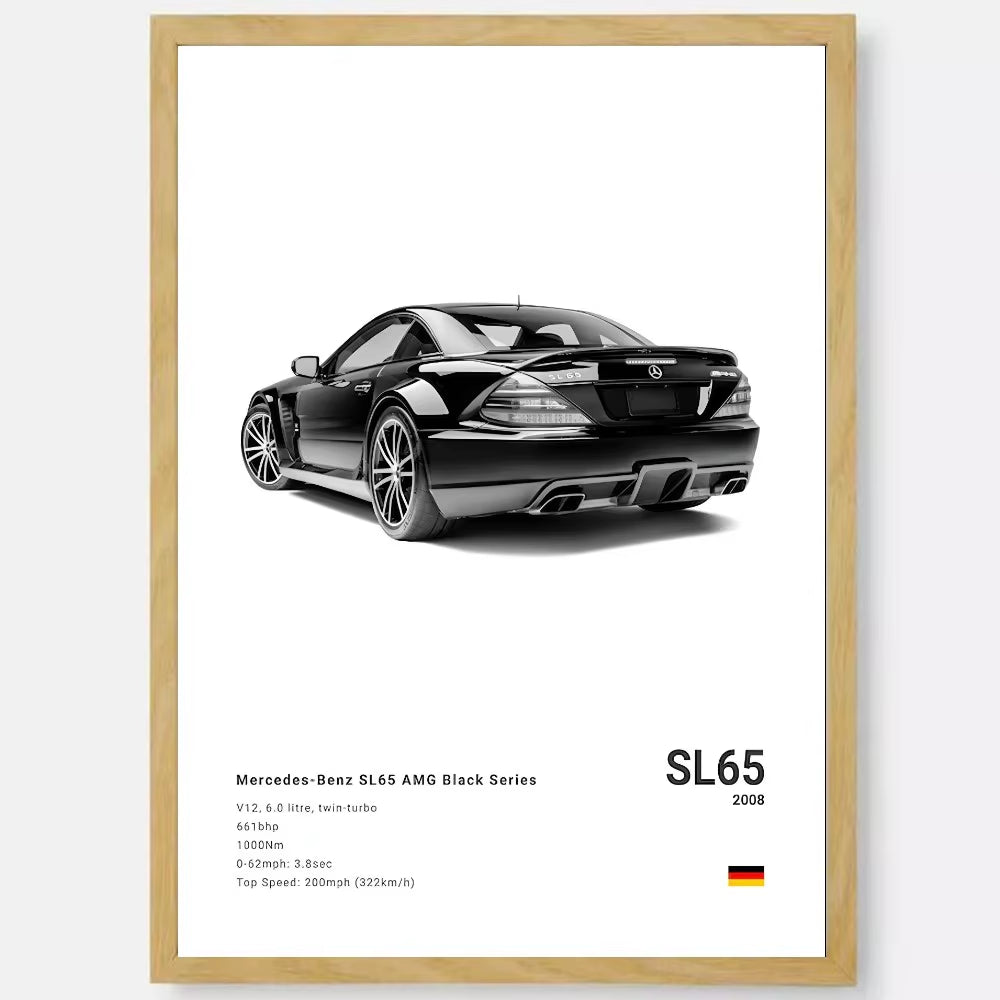 White Luxury Sports Car Luxury German Car Poster HD Art Sticky Wall Waterproof Home Living Room Bedroom Bar Aesthetic Decoration