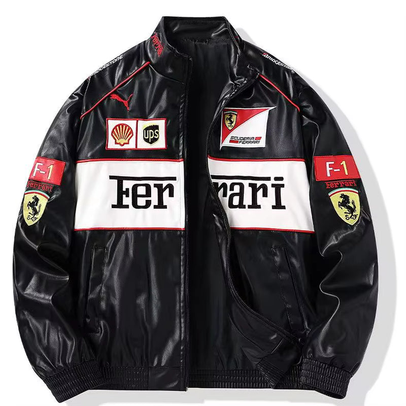 For  Horse SJ F1 Team Autumn Winter Jacket Retro Motorcycle Leather Clothes Racing Baseball Jacket Man Casual Zipper Coat