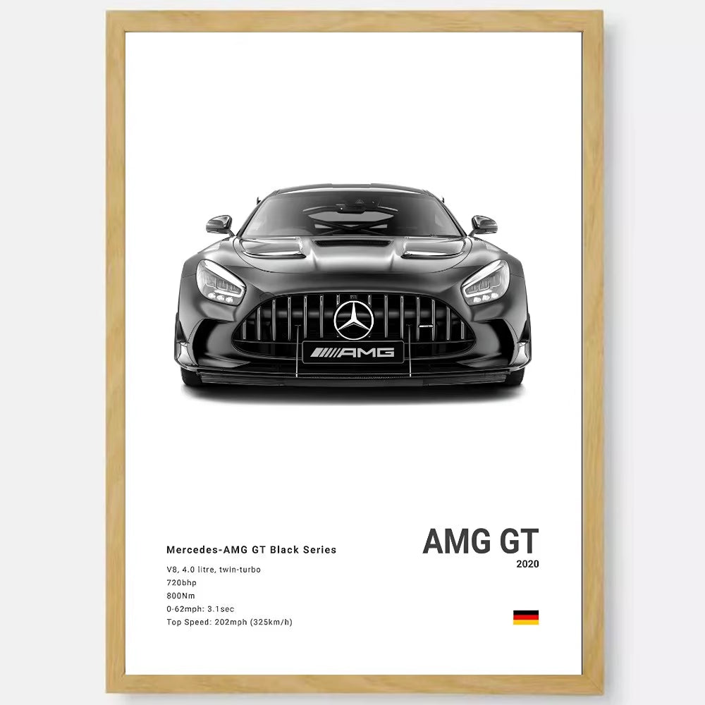 White Luxury Sports Car Luxury German Car Poster HD Art Sticky Wall Waterproof Home Living Room Bedroom Bar Aesthetic Decoration