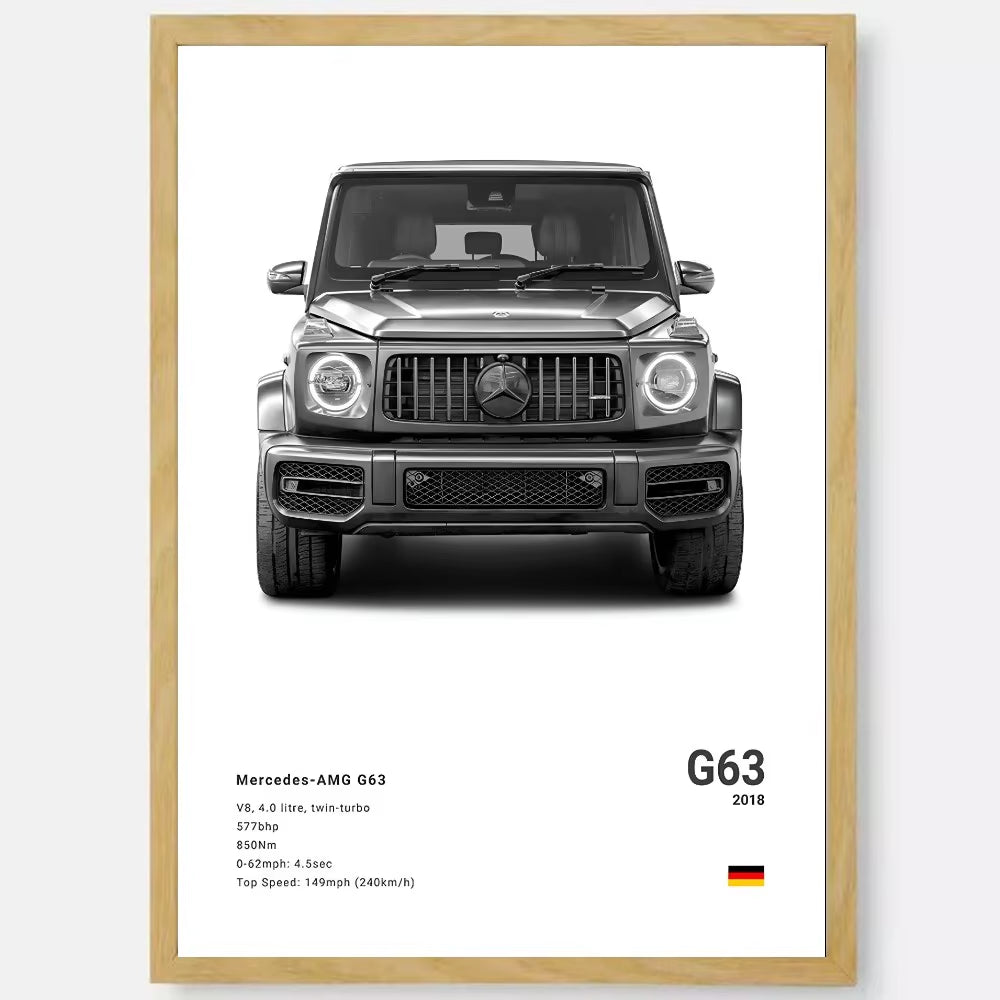 White Luxury Sports Car Luxury German Car Poster HD Art Sticky Wall Waterproof Home Living Room Bedroom Bar Aesthetic Decoration