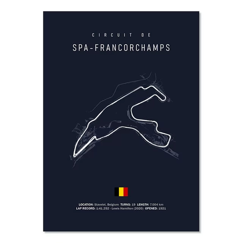 F1 Imola Monaco Circuit Canvas Painting Racing Decoration Painting Nordic Circuit Poster Suitable for Home Wall Decoration