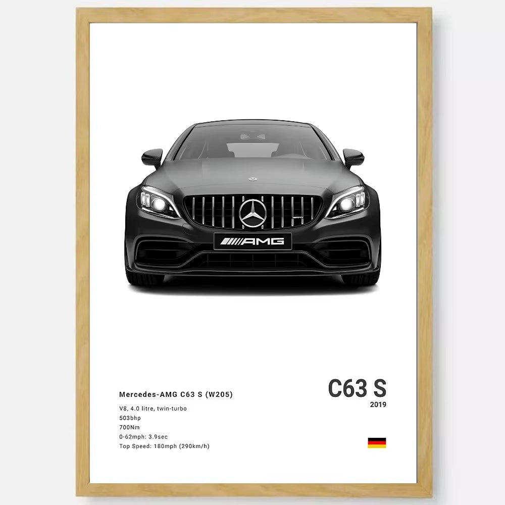 White Luxury Sports Car Luxury German Car Poster HD Art Sticky Wall Waterproof Home Living Room Bedroom Bar Aesthetic Decoration