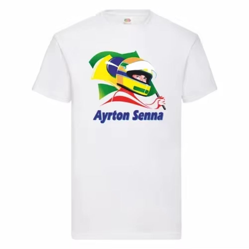 AYRTON SENNA T-SHIRT F1 Tee Top 80S 90S Unisex GP 100% Retro Gift White T-Shirt Short Sleeve Shirt Men Women Summer