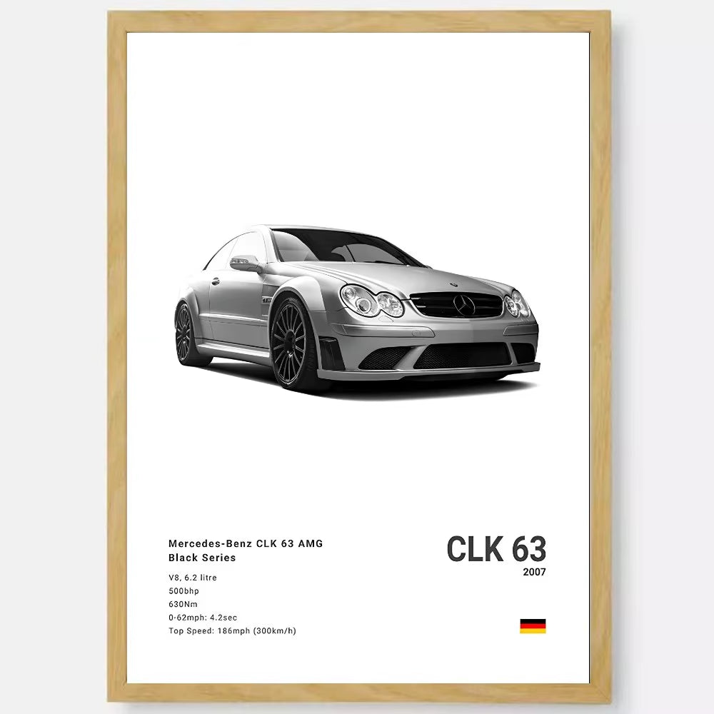 White Luxury Sports Car Luxury German Car Poster HD Art Sticky Wall Waterproof Home Living Room Bedroom Bar Aesthetic Decoration