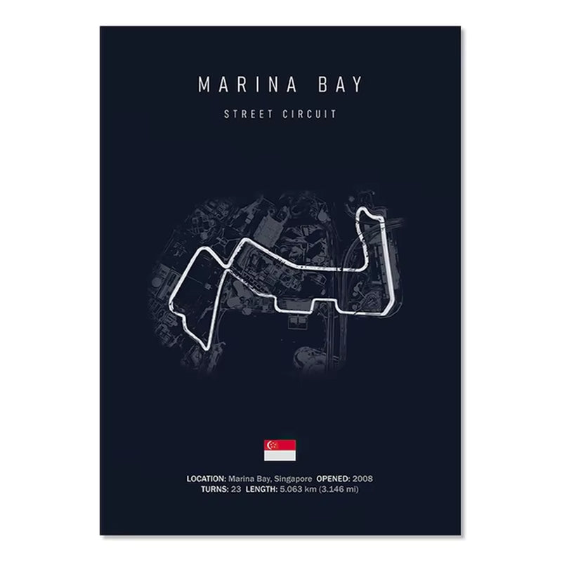 F1 Imola Monaco Circuit Canvas Painting Racing Decoration Painting Nordic Circuit Poster Suitable for Home Wall Decoration