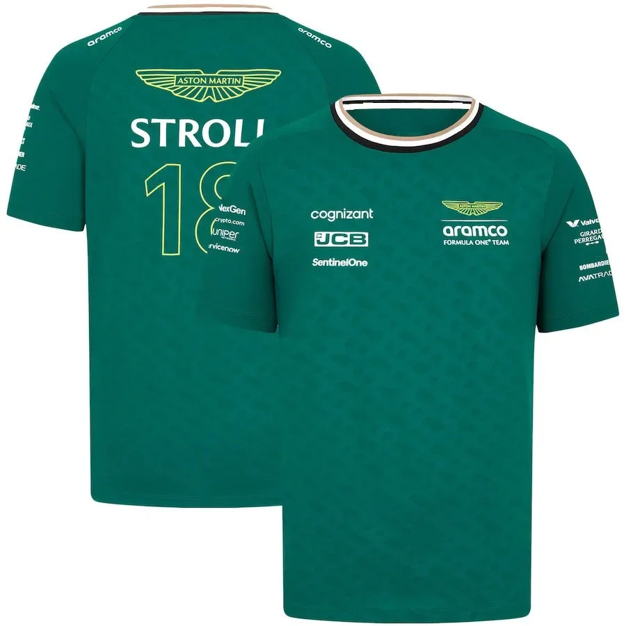 Formula1 Team Racing 2025 New Green Summer Breathable Men'S T-Shirts Outdoor Sports Team Casual Short Sleeves Tees for Mens