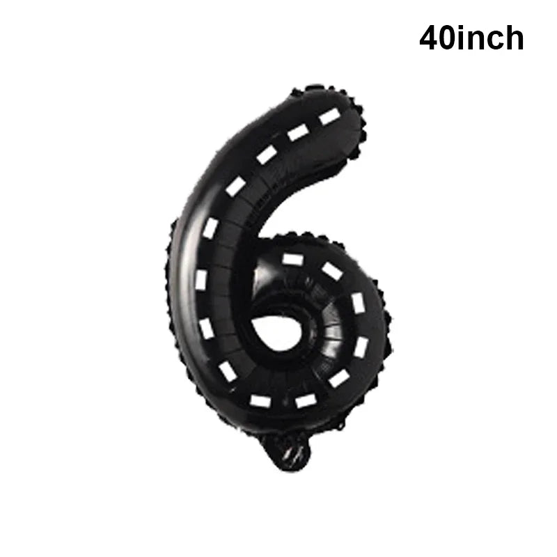 Race Car Theme Birthday Party Decoration Racetrack Black White Checkered Pennant Handhold Flag Foil Balloon Formula 1 Kids Favor