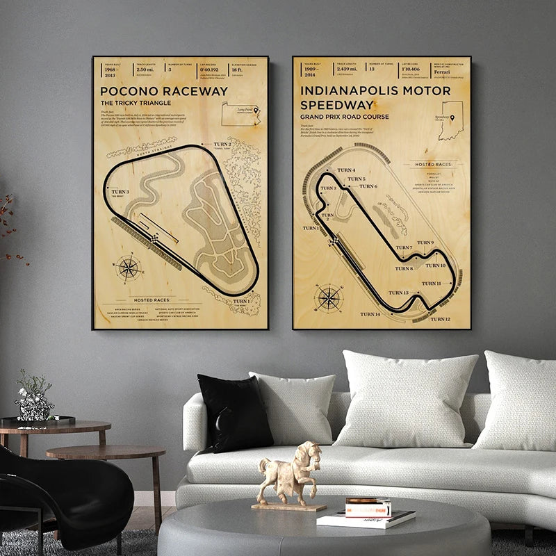 F1 Formula Race Wall Art Poster Aesthetic Racing Monaco Grand Prix Circuit Track Home Decor Wallpaper Vintage HD Canvas Painting