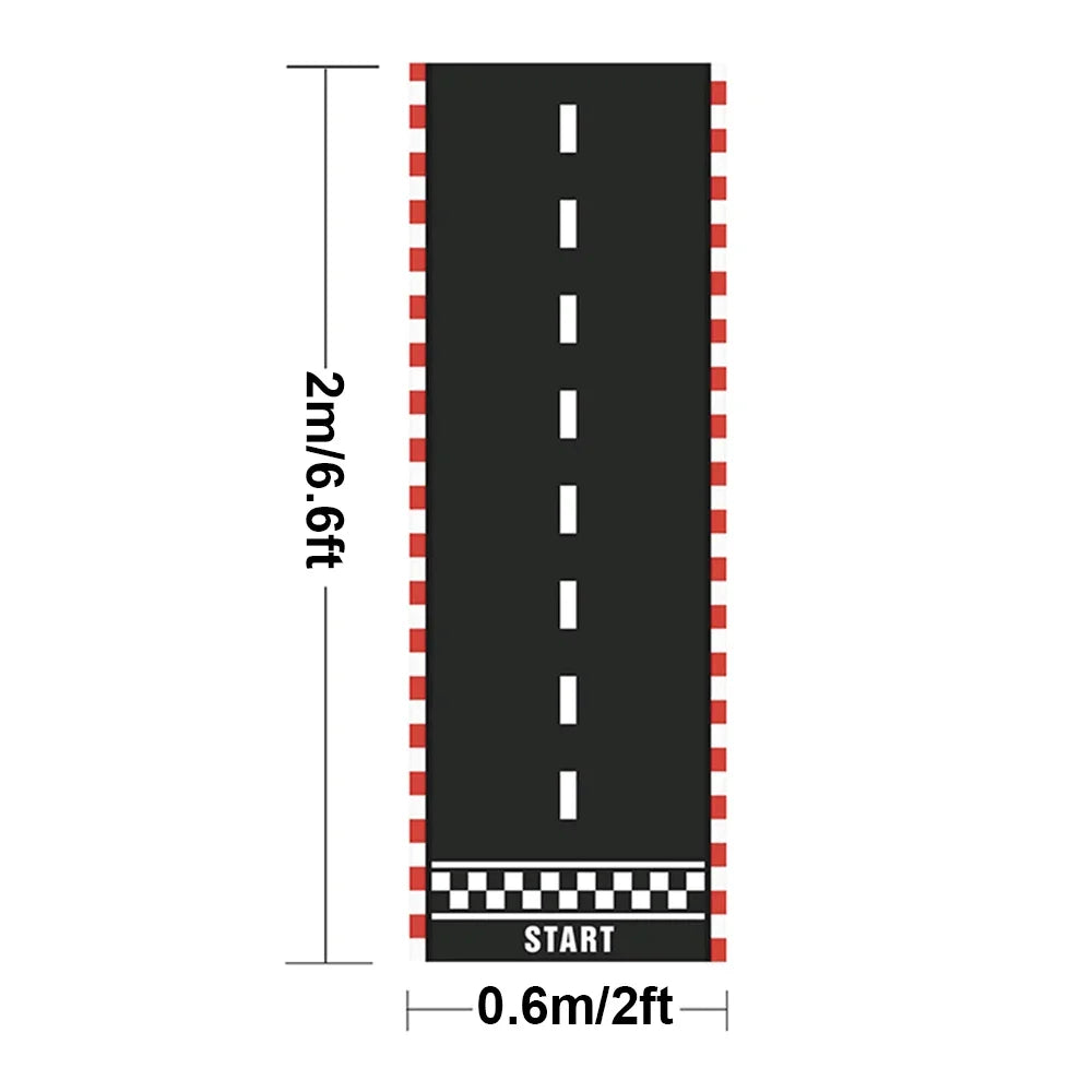 Race Car Theme Birthday Party Decoration Racetrack Black White Checkered Pennant Handhold Flag Foil Balloon Formula 1 Kids Favor