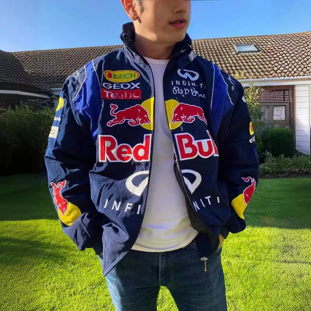 Racing F1 Motorcycle Spring and Autumn Thin Jacket Sports Style Black Printed Casual Loose Long Sleeve