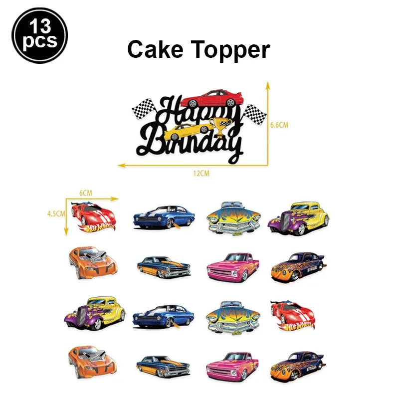 Race Car Theme Birthday Party Decoration Racetrack Black White Checkered Pennant Handhold Flag Foil Balloon Formula 1 Kids Favor