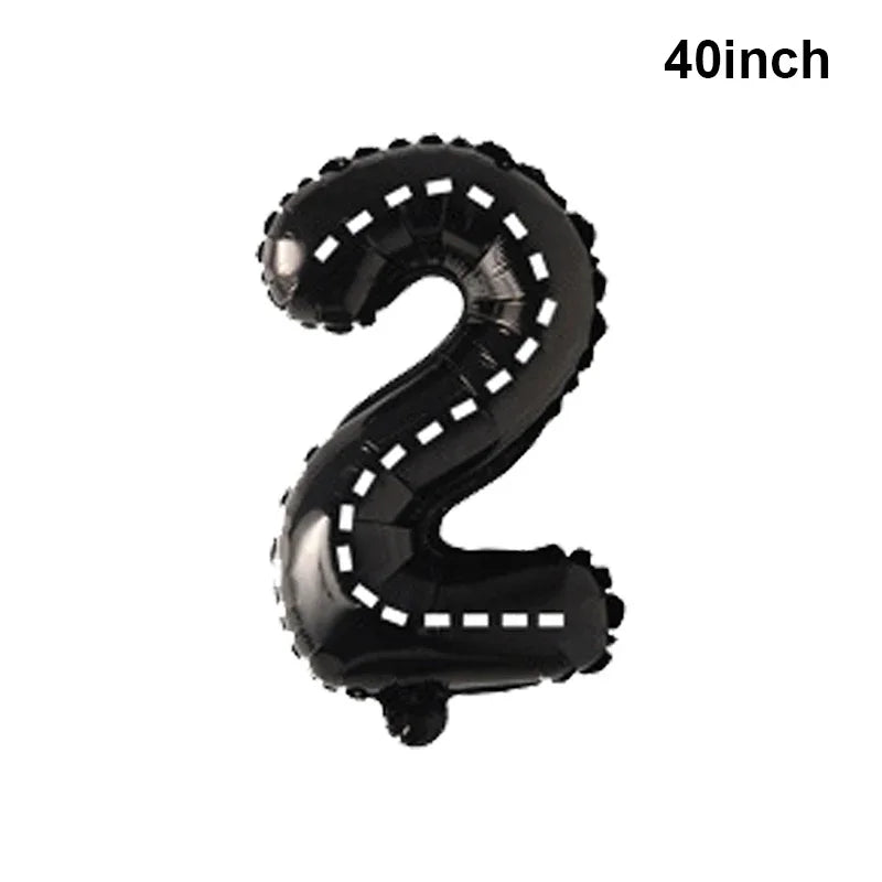 Race Car Theme Birthday Party Decoration Racetrack Black White Checkered Pennant Handhold Flag Foil Balloon Formula 1 Kids Favor