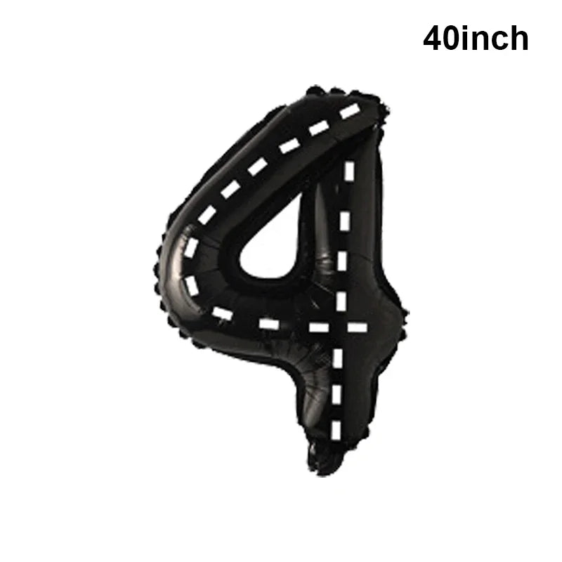 Race Car Theme Birthday Party Decoration Racetrack Black White Checkered Pennant Handhold Flag Foil Balloon Formula 1 Kids Favor