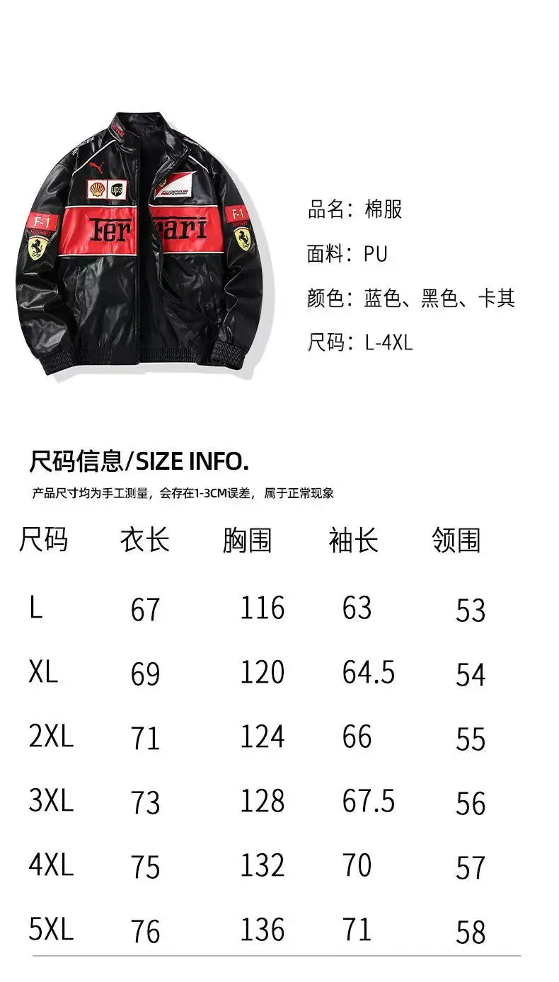 For  Horse SJ F1 Team Autumn Winter Jacket Retro Motorcycle Leather Clothes Racing Baseball Jacket Man Casual Zipper Coat