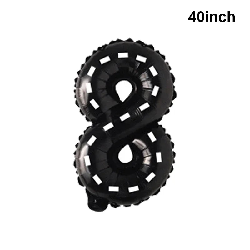Race Car Theme Birthday Party Decoration Racetrack Black White Checkered Pennant Handhold Flag Foil Balloon Formula 1 Kids Favor