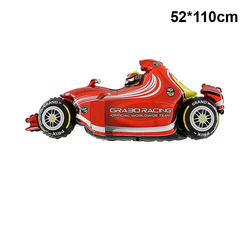 Race Car Theme Birthday Party Decoration Racetrack Black White Checkered Pennant Handhold Flag Foil Balloon Formula 1 Kids Favor