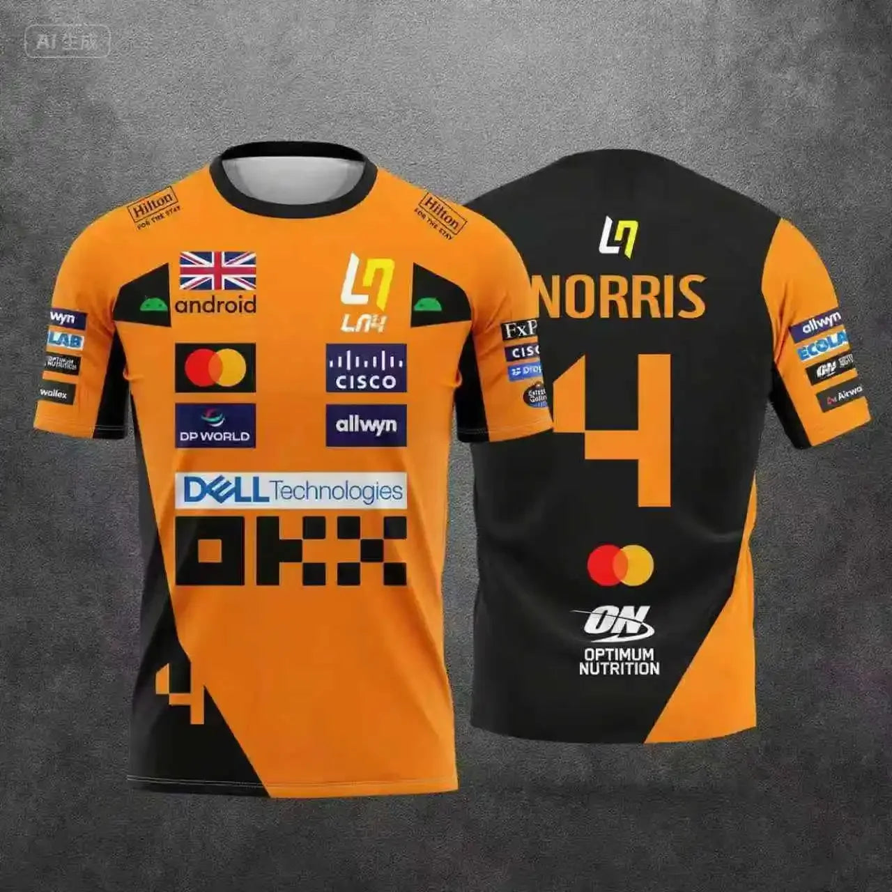 Lando Norris NO.4 2025 New Racing Style Short Sleeved T-Shirt, Extreme Sports Racing Suit, Breathable Short Sleeved Sportswear