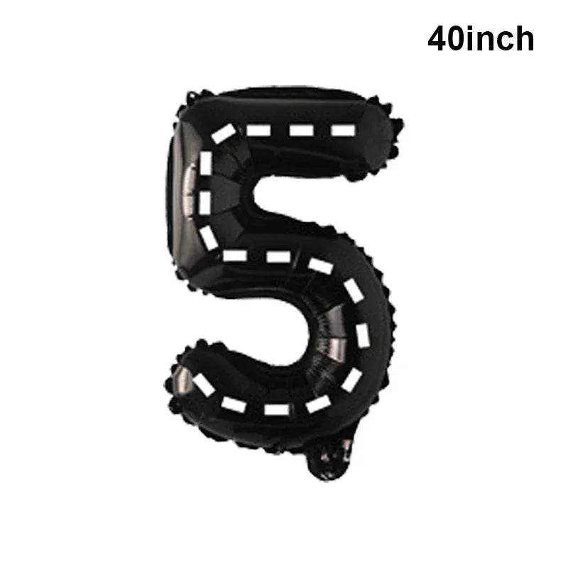 Race Car Theme Birthday Party Decoration Racetrack Black White Checkered Pennant Handhold Flag Foil Balloon Formula 1 Kids Favor