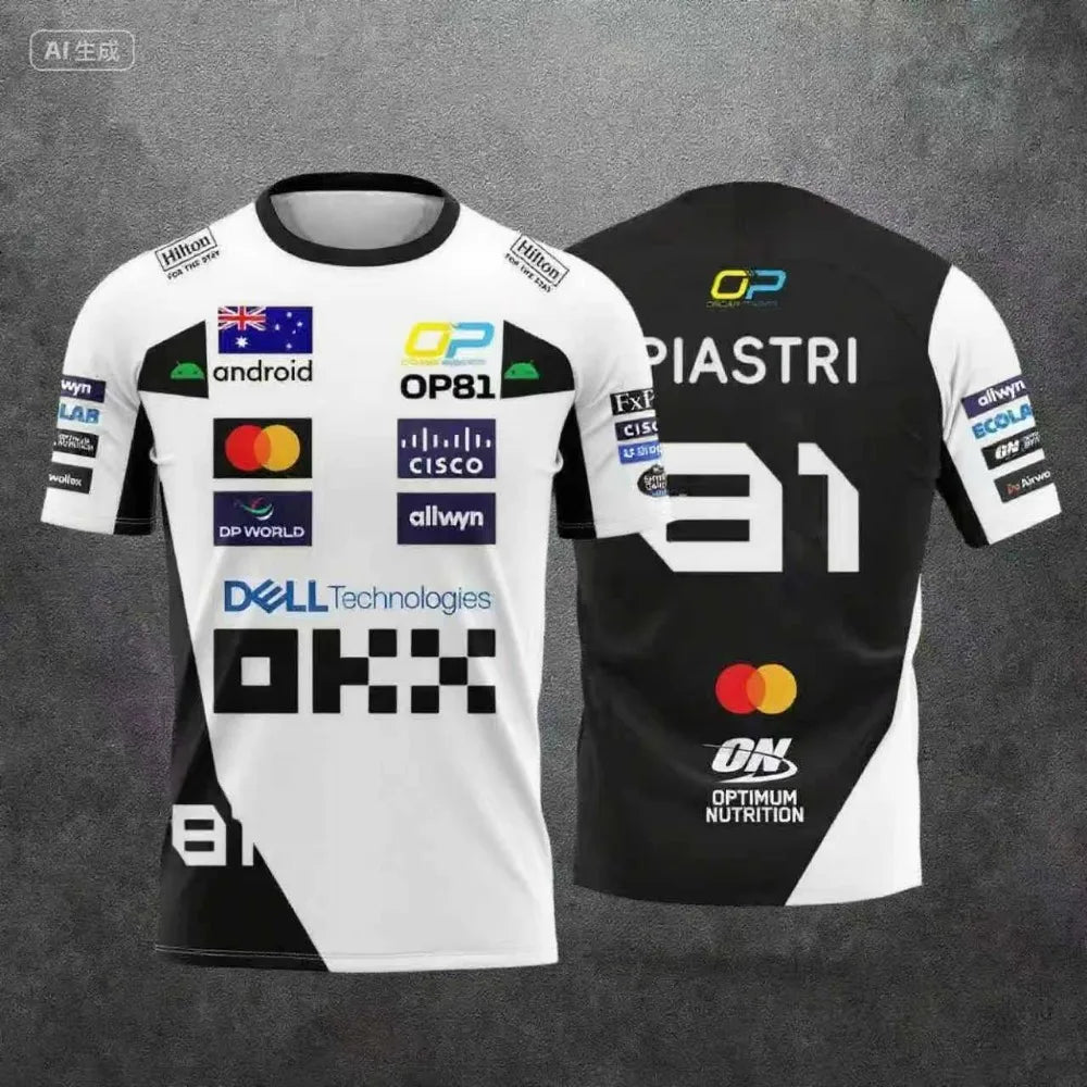 Lando Norris NO.4 2025 New Racing Style Short Sleeved T-Shirt, Extreme Sports Racing Suit, Breathable Short Sleeved Sportswear