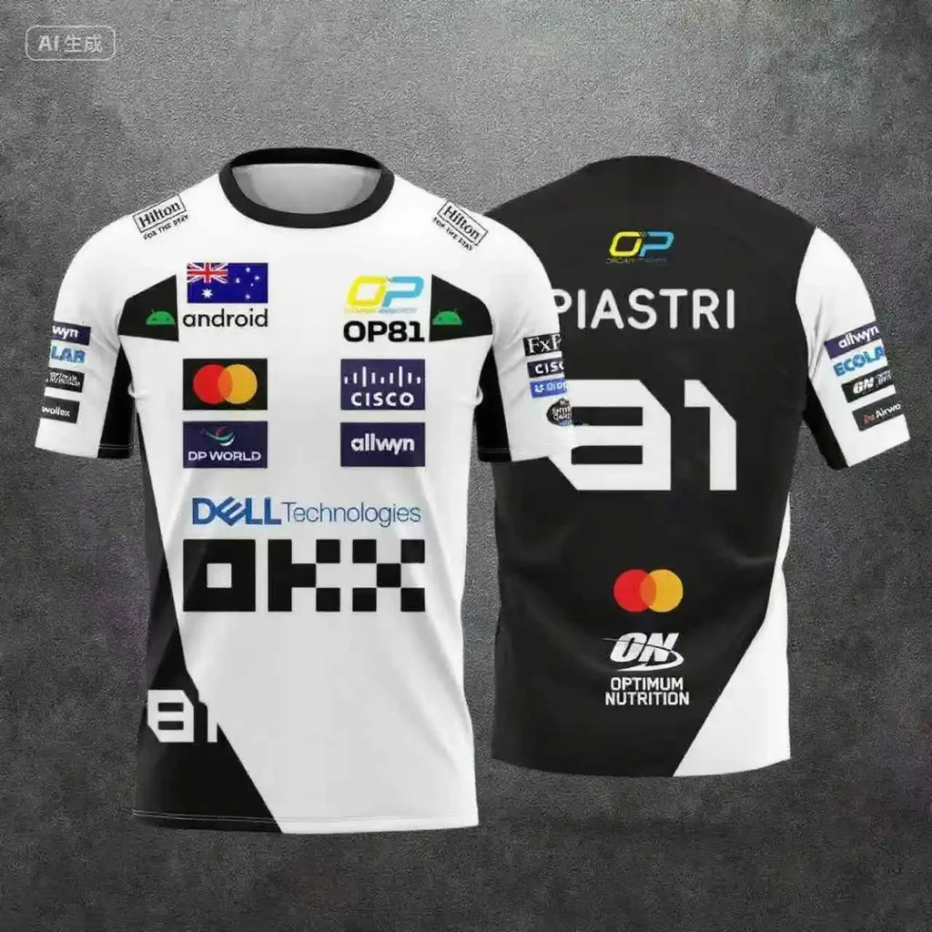Lando Norris NO.4 2025 New Racing Style Short Sleeved T-Shirt, Extreme Sports Racing Suit, Breathable Short Sleeved Sportswear