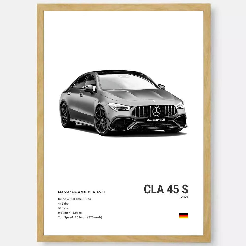 White Luxury Sports Car Luxury German Car Poster HD Art Sticky Wall Waterproof Home Living Room Bedroom Bar Aesthetic Decoration