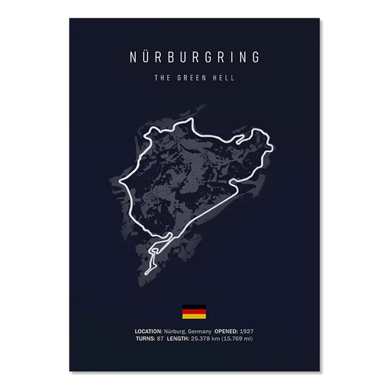 F1 Imola Monaco Circuit Canvas Painting Racing Decoration Painting Nordic Circuit Poster Suitable for Home Wall Decoration