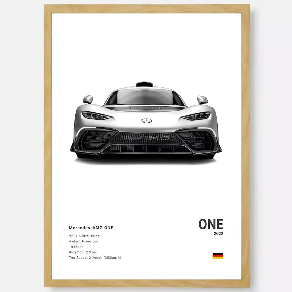White Luxury Sports Car Luxury German Car Poster HD Art Sticky Wall Waterproof Home Living Room Bedroom Bar Aesthetic Decoration