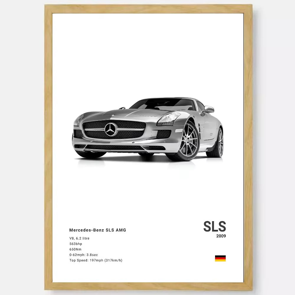 White Luxury Sports Car Luxury German Car Poster HD Art Sticky Wall Waterproof Home Living Room Bedroom Bar Aesthetic Decoration