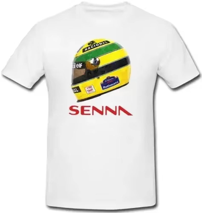 AYRTON SENNA T-SHIRT F1 Tee Top 80S 90S Unisex GP 100% Retro Gift White T-Shirt Short Sleeve Shirt Men Women Summer